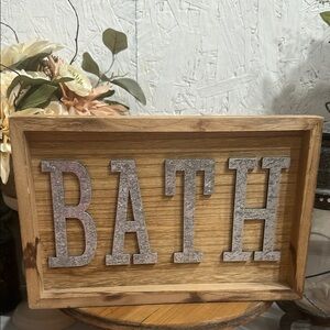 Rustic wood bath sign